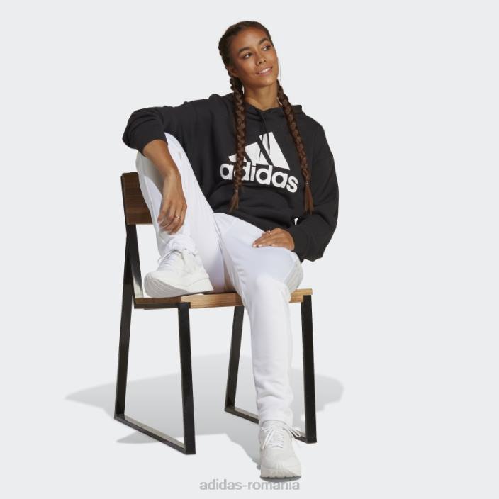 Adidas hanorac oversize french terry cu logo mare negru femei alb negru 2JBN23107