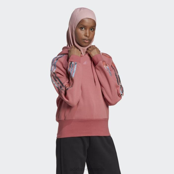 Adidas hanorac roșu cu 3 benzi florale adidas femei rosu/multicolor/violet met 2JBN23043