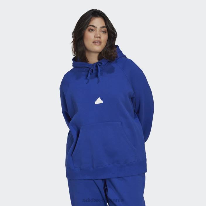 Adidas hanorac supradimensionat albastru cu glugă (mărime plus) femei albastru 2JBN23068