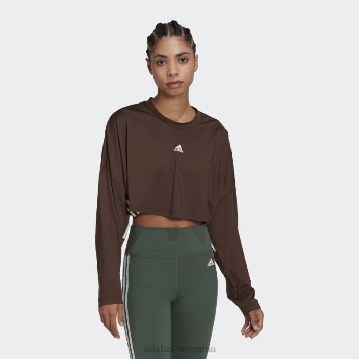 Adidas hanorac supradimensionat, cu 3 dungi, cu croială hiperglam maro femei maro/alb 2JBN23063
