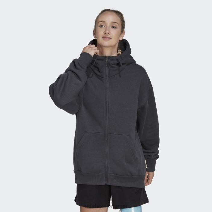 Adidas studio lounge fleece hanorac cu fermoar complet carbon femei carbon 2JBN23066