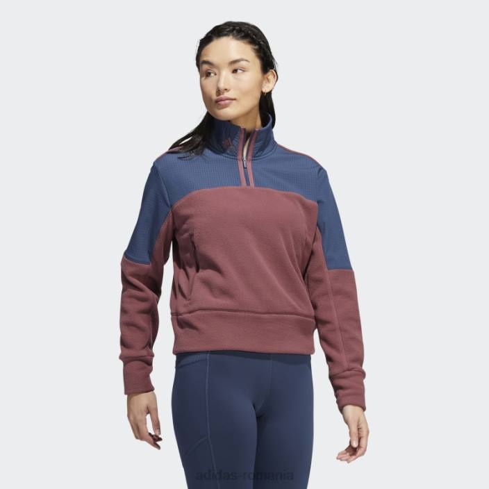 Adidas Geacă fleece cu fermoar 1/4 visiniu femei Burgundia 2JBN24055