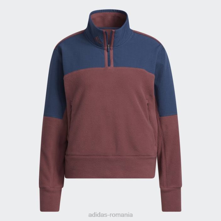 Adidas Geacă fleece cu fermoar 1/4 visiniu femei Burgundia 2JBN24055