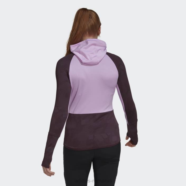 Adidas geacă de drumeție fleece cu glugă terrex tech fleece lila femei liliac/brun 2JBN24109