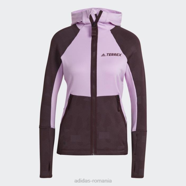 Adidas geacă de drumeție fleece cu glugă terrex tech fleece lila femei liliac/brun 2JBN24109