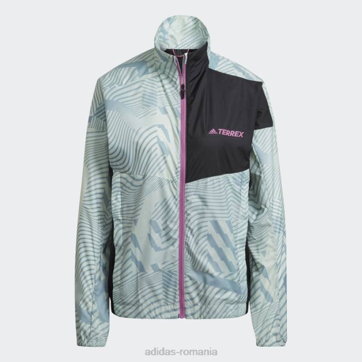 Adidas geaca de vant cu imprimeu trail running terrex verde adidas femei verde/gri 2JBN24108