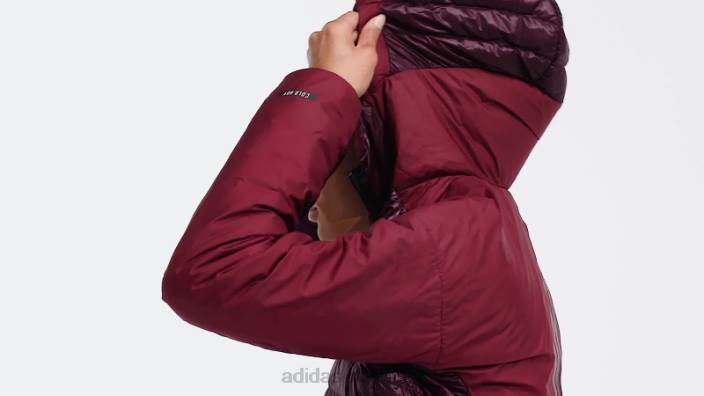 Adidas jachetă adidas cu glugă maroon terrex myshelter down femei maro/roșu 2JBN24099