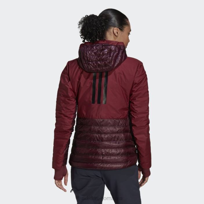 Adidas jachetă adidas cu glugă maroon terrex myshelter down femei maro/roșu 2JBN24099