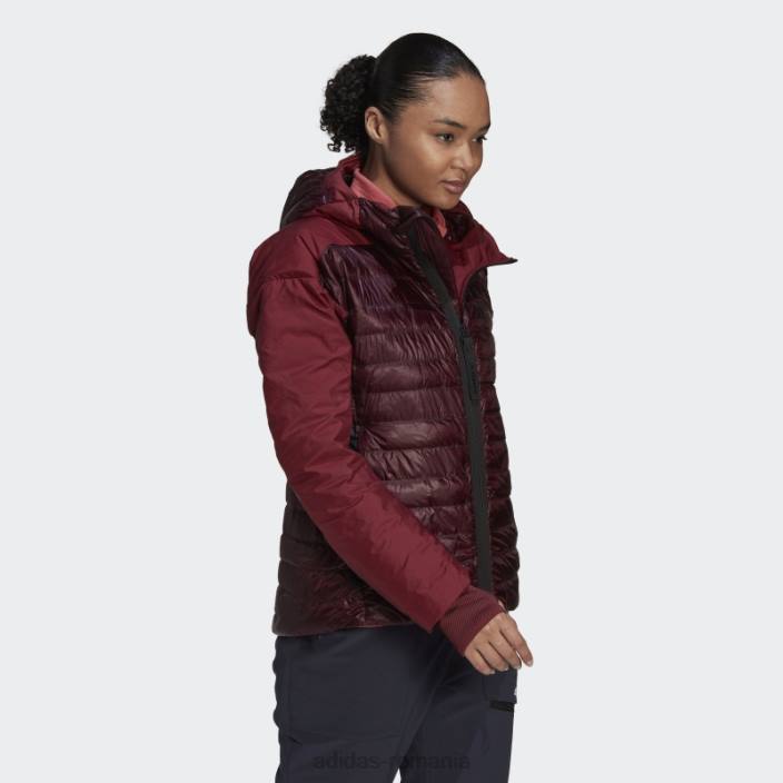 Adidas jachetă adidas cu glugă maroon terrex myshelter down femei maro/roșu 2JBN24099