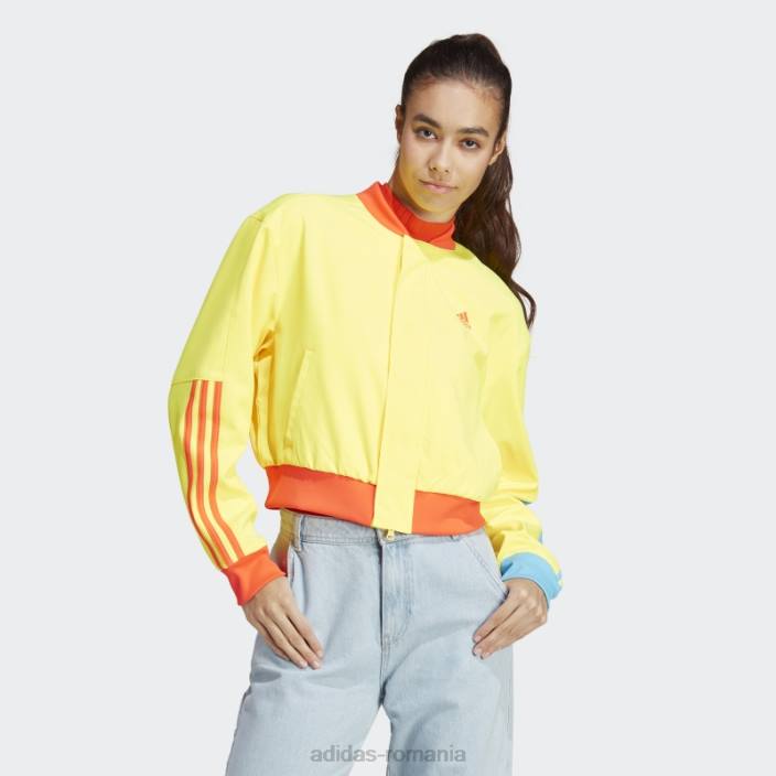 Adidas jachetă bomber kidcore galbenă femei galben 2JBN22544