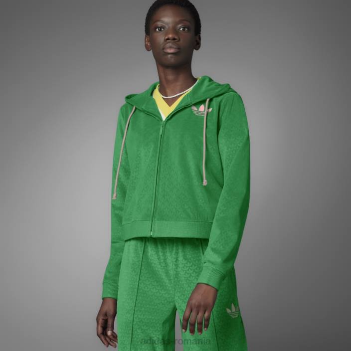 Adidas hanorac adicolor heritage now velur cu fermoar verde femei verde 2JBN24115