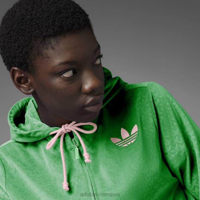 Adidas hanorac adicolor heritage now velur cu fermoar verde femei verde 2JBN24115