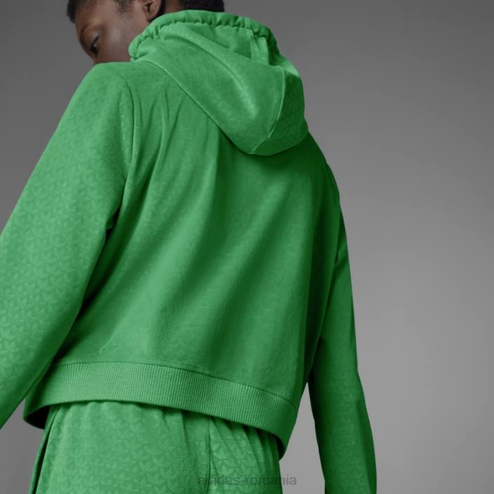 Adidas hanorac adicolor heritage now velur cu fermoar verde femei verde 2JBN24115
