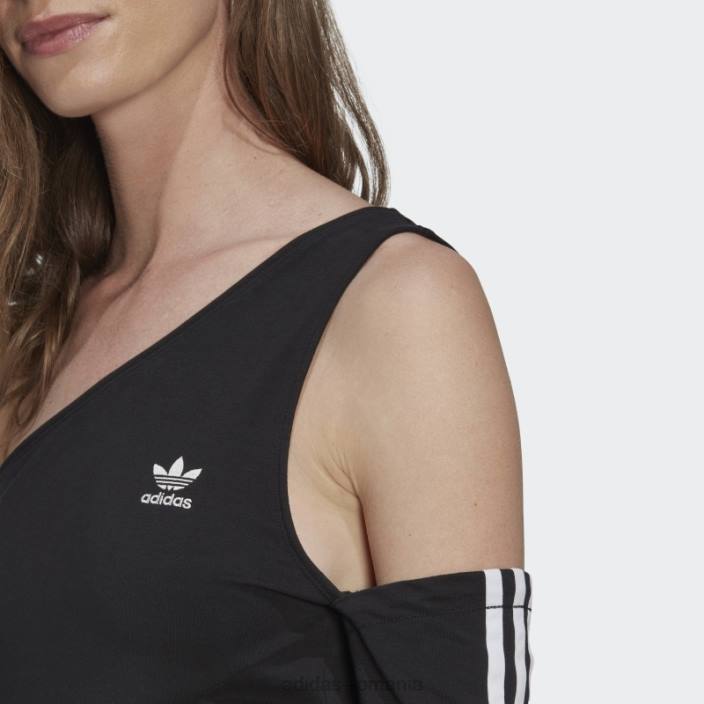 Adidas rochie cu maneca lunga decupaj trefoil adicolor neagra femei negru 2JBN24116