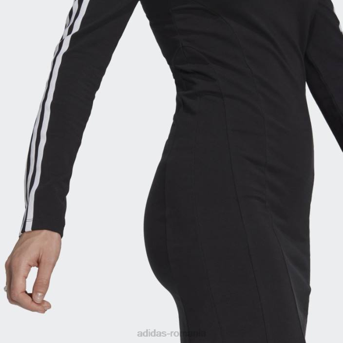Adidas rochie cu maneca lunga decupaj trefoil adicolor neagra femei negru 2JBN24116