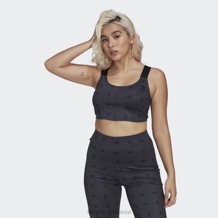 Adidas top corset cu imprimeu peste tot gri noapte femei gri de noapte 2JBN24113