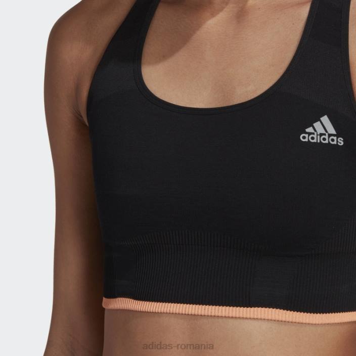 Adidas alergare sutien mediu fără cusături din lână merinos negru femei negru/portocaliu fascicul 2JBN23731