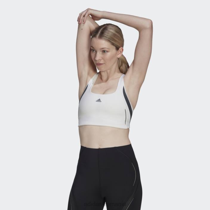 Adidas powerimpact luxe training sutien mediu hiit alb femei alb 2JBN23804