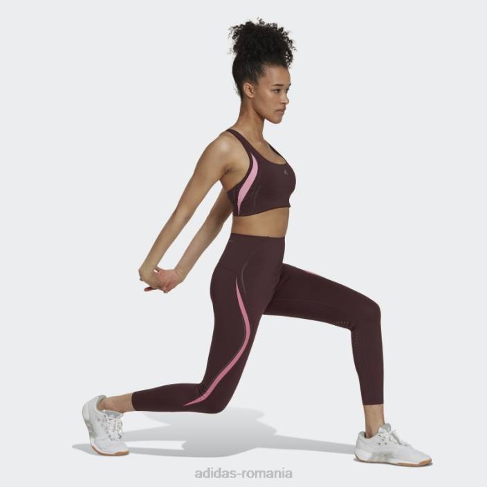 Adidas powerimpact luxe training sutien mediu hiit maroon femei maro/roz 2JBN23798