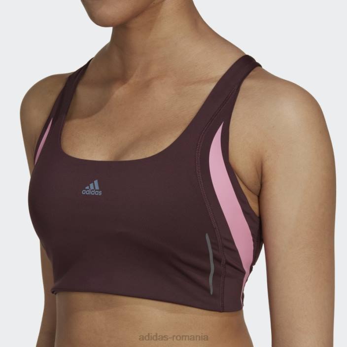 Adidas powerimpact luxe training sutien mediu hiit maroon femei maro/roz 2JBN23798