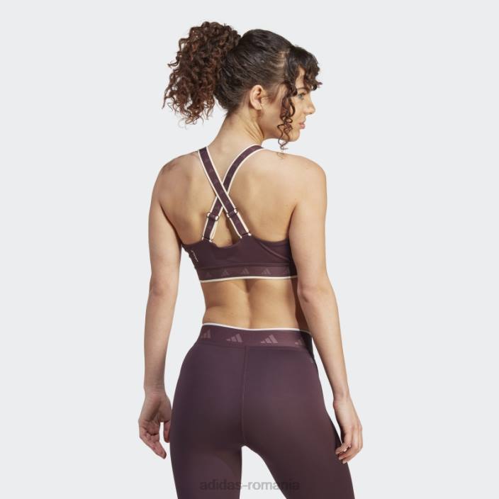 Adidas powerimpact training sutien mediu techfit maroon femei nuanță maro/ecru 2JBN23708