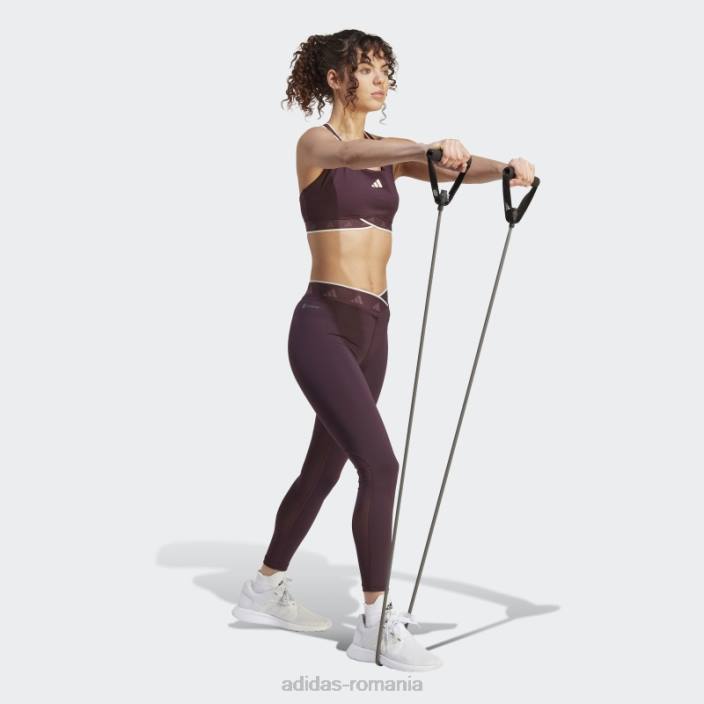 Adidas powerimpact training sutien mediu techfit maroon femei nuanță maro/ecru 2JBN23708