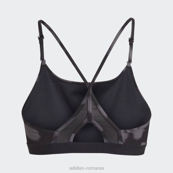 Adidas sutien cu imprimare hyperglam aeroreact light-support gri femei gri/negru/alb 2JBN23797