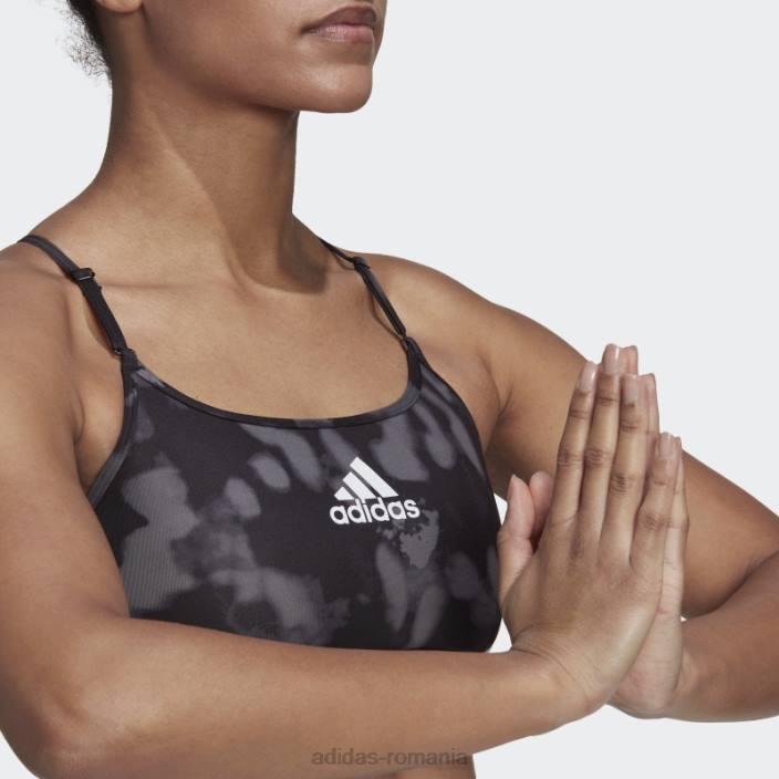 Adidas sutien cu imprimare hyperglam aeroreact light-support gri femei gri/negru/alb 2JBN23797
