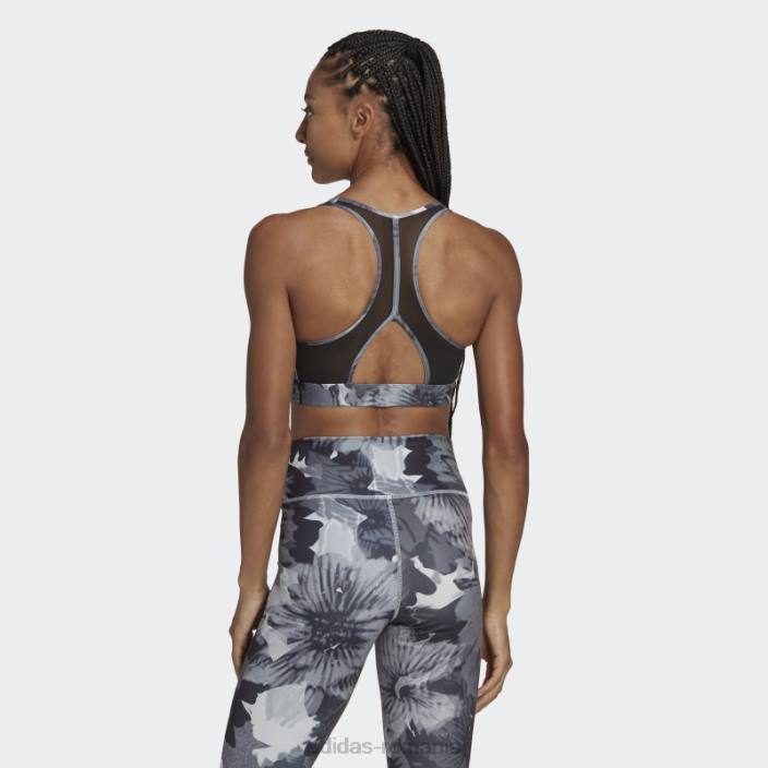 Adidas sutien de antrenament powerreact cu susținere medie cu imprimeu negru femei alb negru 2JBN23714