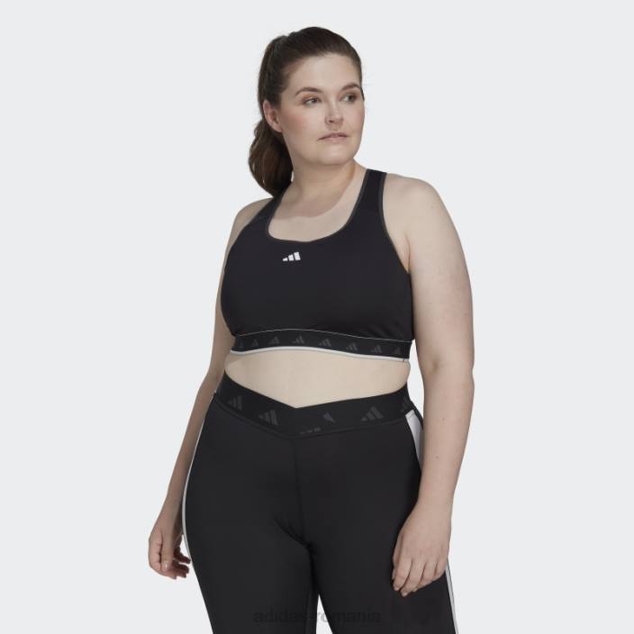 Adidas sutien de antrenament techfit negru hyperglam powerreact cu suport mediu (mărime plus) femei alb negru 2JBN23242