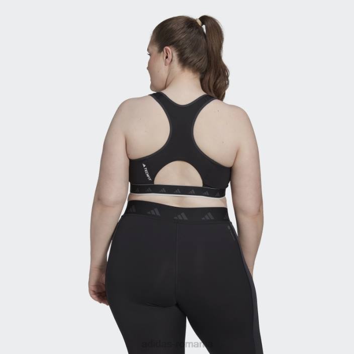 Adidas sutien de antrenament techfit negru hyperglam powerreact cu suport mediu (mărime plus) femei alb negru 2JBN23242