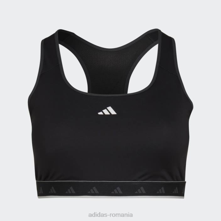 Adidas sutien de antrenament techfit negru hyperglam powerreact cu suport mediu (mărime plus) femei alb negru 2JBN23242
