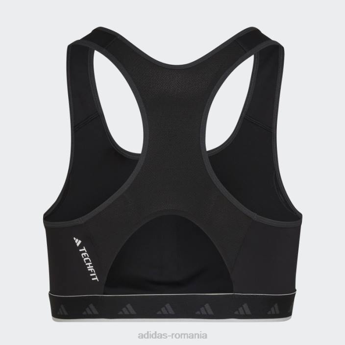Adidas sutien de antrenament techfit negru hyperglam powerreact cu suport mediu (mărime plus) femei alb negru 2JBN23242