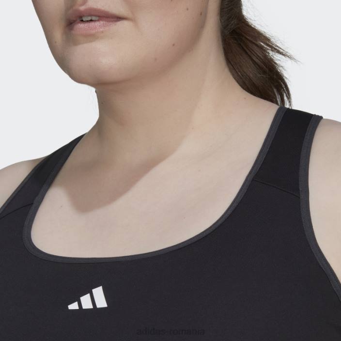 Adidas sutien de antrenament techfit negru hyperglam powerreact cu suport mediu (mărime plus) femei alb negru 2JBN23242