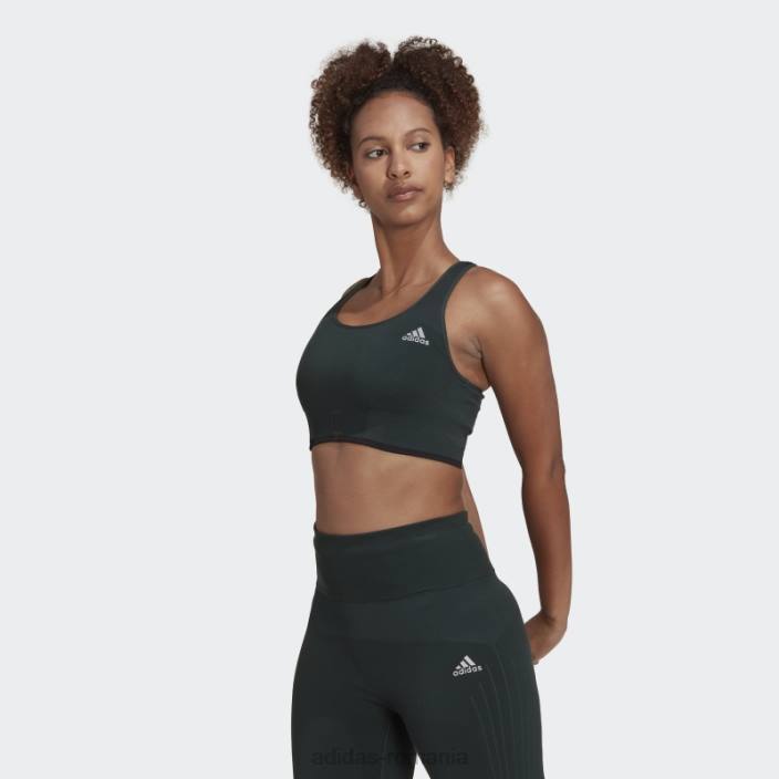 Adidas sutien din lână merinos, fără cusături, cu susținere medie, verde femei verde/negru 2JBN23716