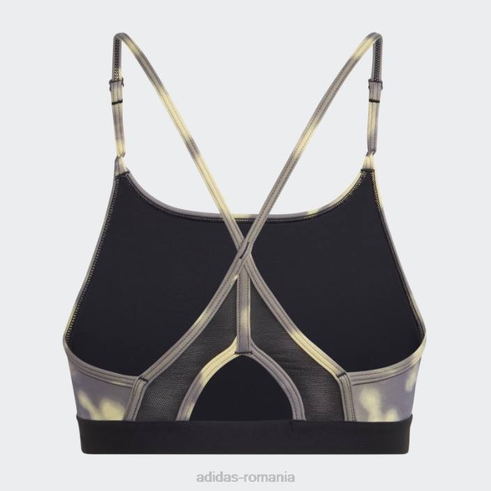 Adidas sutien galben aeroreact cu susținere la lumină hyperglam imprimat adidas femei galben/gri urme/negru 2JBN23805