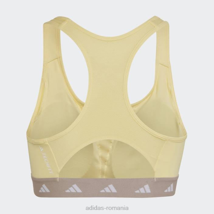 Adidas sutien techfit galben powerreact de antrenament cu suport mediu femei galben/gri 2JBN23806