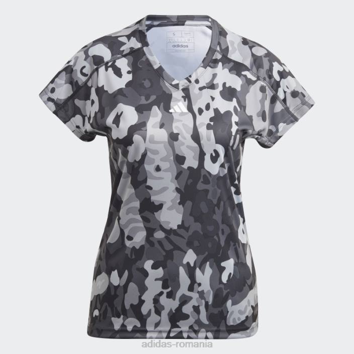 Adidas negru aeroready tren essentials branding minimal tricou cu imprimeu floral cu decolteu în V adidas femei negru/mgh gri solid/alb 2JBN22821