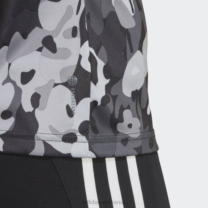Adidas negru aeroready tren essentials branding minimal tricou cu imprimeu floral cu decolteu în V adidas femei negru/mgh gri solid/alb 2JBN22821