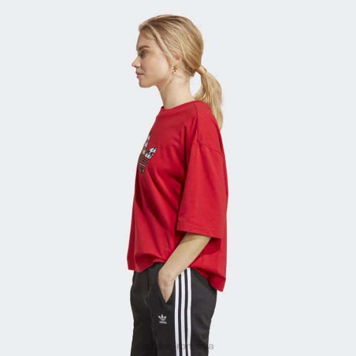 Adidas scarlet originals houndstooth trefoil infill tee femei stacojiu 2JBN22457