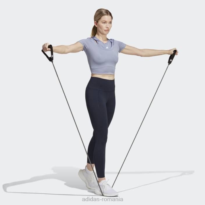Adidas silver violet hiit aeroready crop training tricou femei violet argintiu 2JBN22786