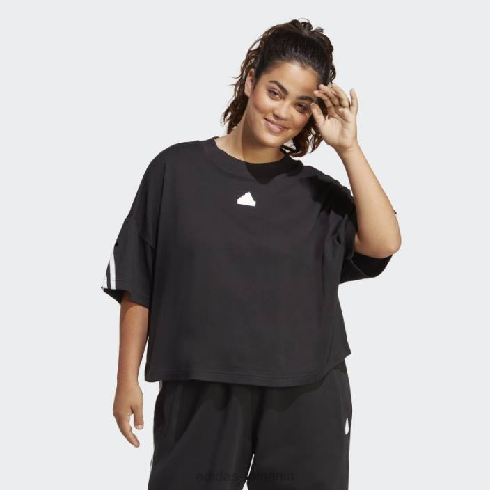 Adidas tricou cu 3 dungi (plus mărime) negru femei negru 2JBN22844