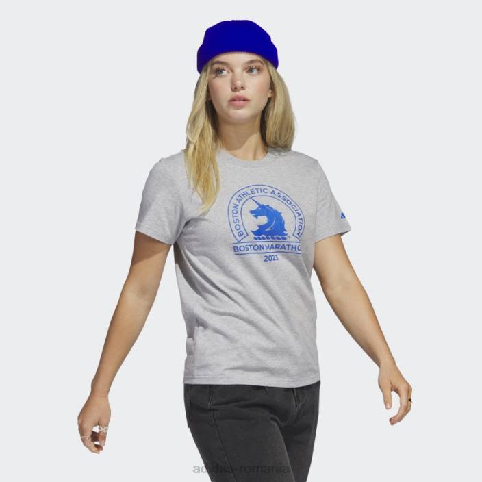 Adidas tricou cu logo boston marathon 2023 gri mediu femei gri mediu 2JBN22850