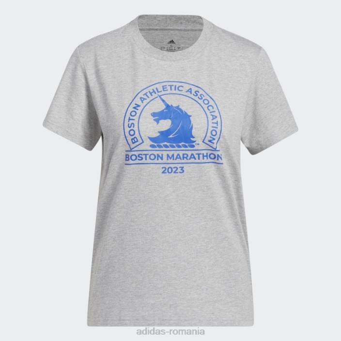 Adidas tricou cu logo boston marathon 2023 gri mediu femei gri mediu 2JBN22850