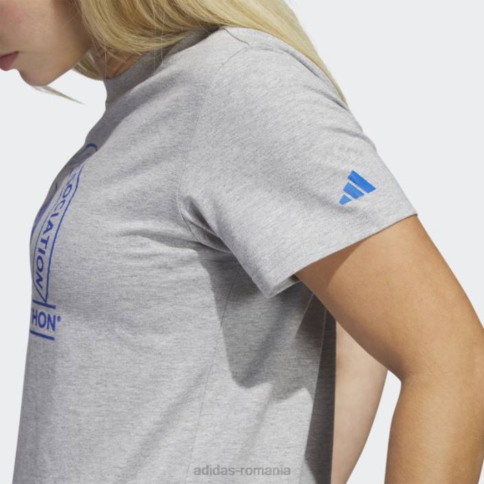 Adidas tricou cu logo boston marathon 2023 gri mediu femei gri mediu 2JBN22850