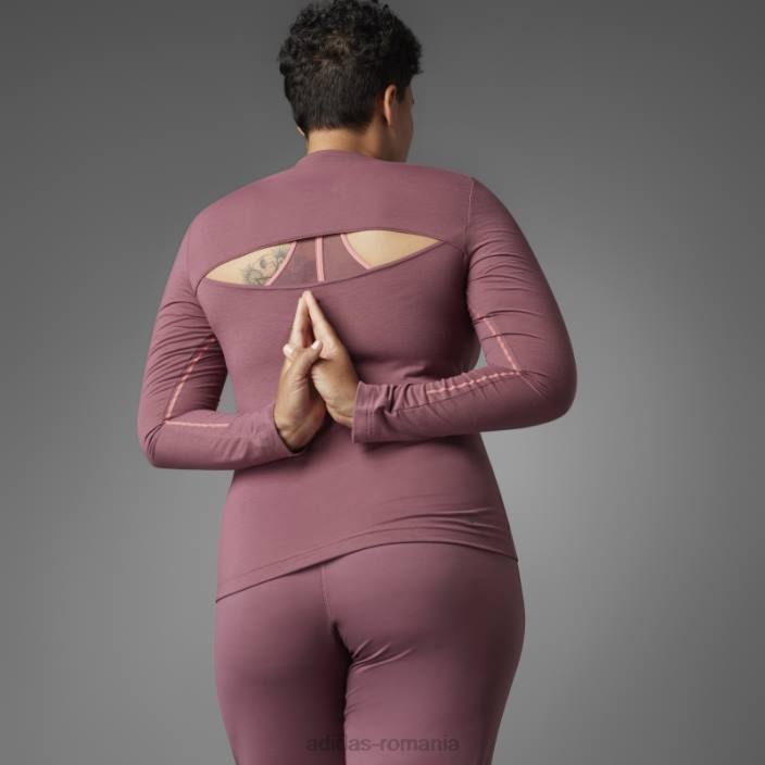 Adidas tricou cu mânecă lungă de yoga echilibru autentic (plus mărime) visiniu femei Burgundia 2JBN22640