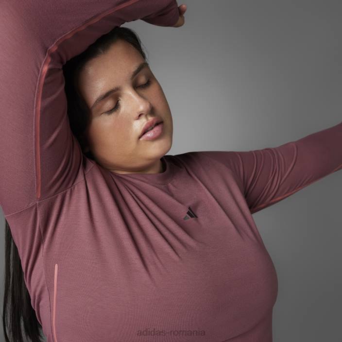 Adidas tricou cu mânecă lungă de yoga echilibru autentic (plus mărime) visiniu femei Burgundia 2JBN22640