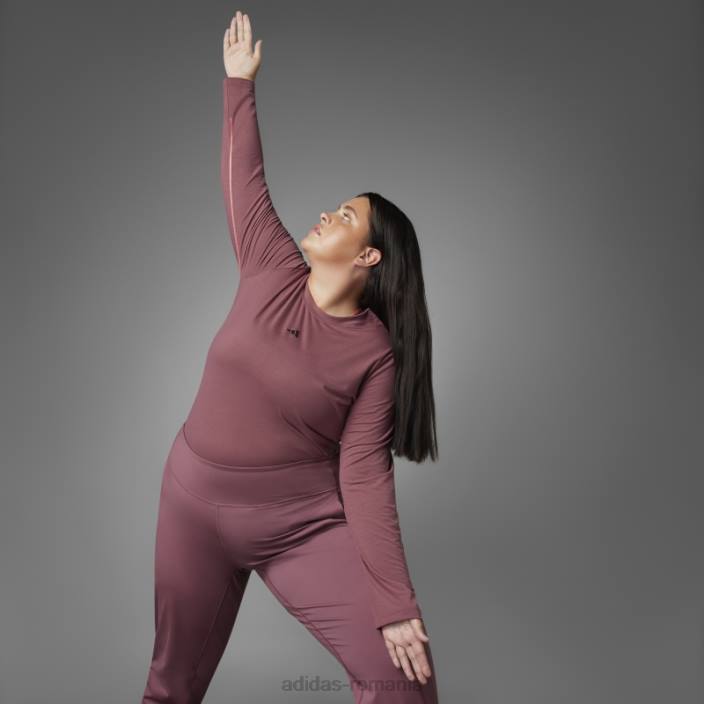 Adidas tricou cu mânecă lungă de yoga echilibru autentic (plus mărime) visiniu femei Burgundia 2JBN22640