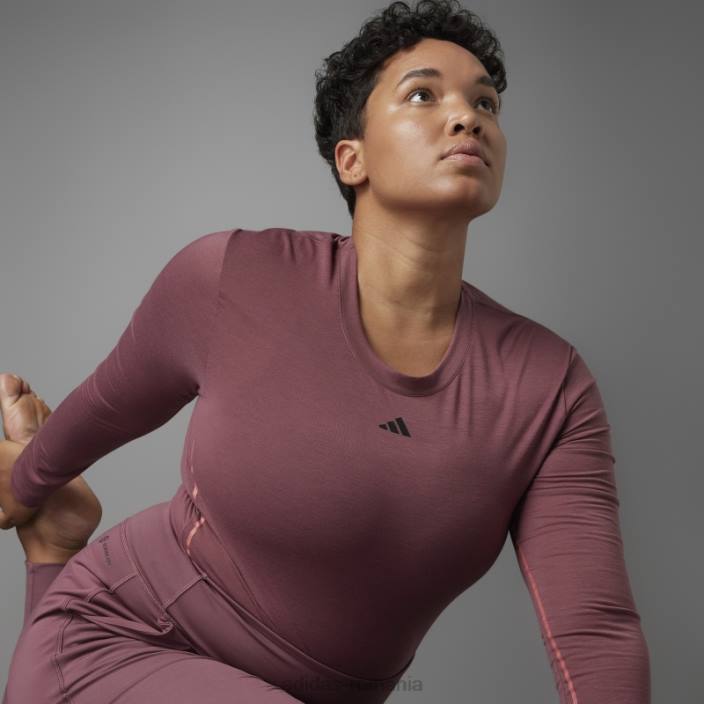 Adidas tricou cu mânecă lungă de yoga echilibru autentic (plus mărime) visiniu femei Burgundia 2JBN22640