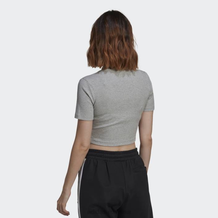 Adidas tricou decupat cu coaste adicolor essentials gri mediu adidas femei gri mediu 2JBN22647